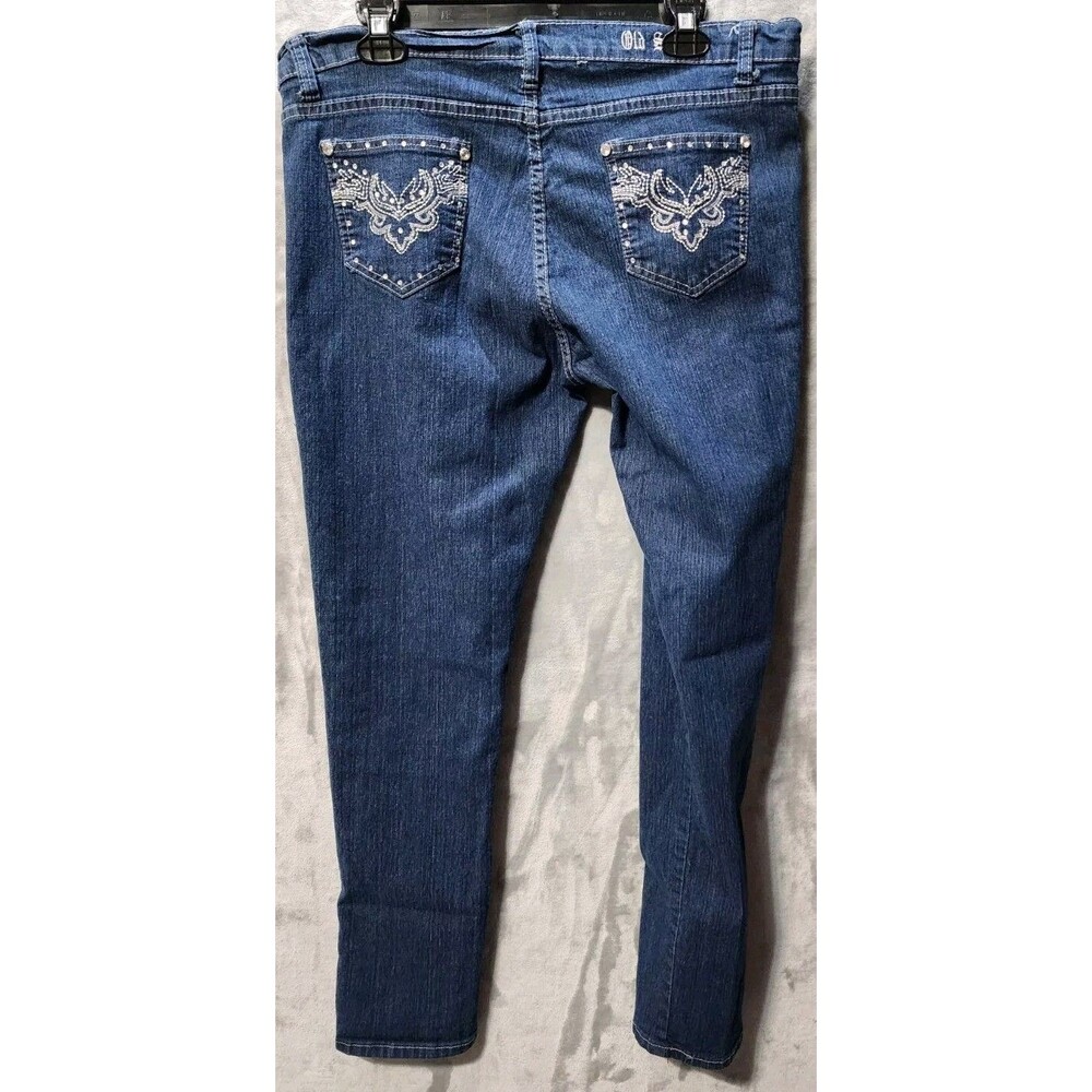 Old Skool Jeans Womens 18 Blue Embroidered Hop Y2K Grunge Boho Hippie Urban wear
